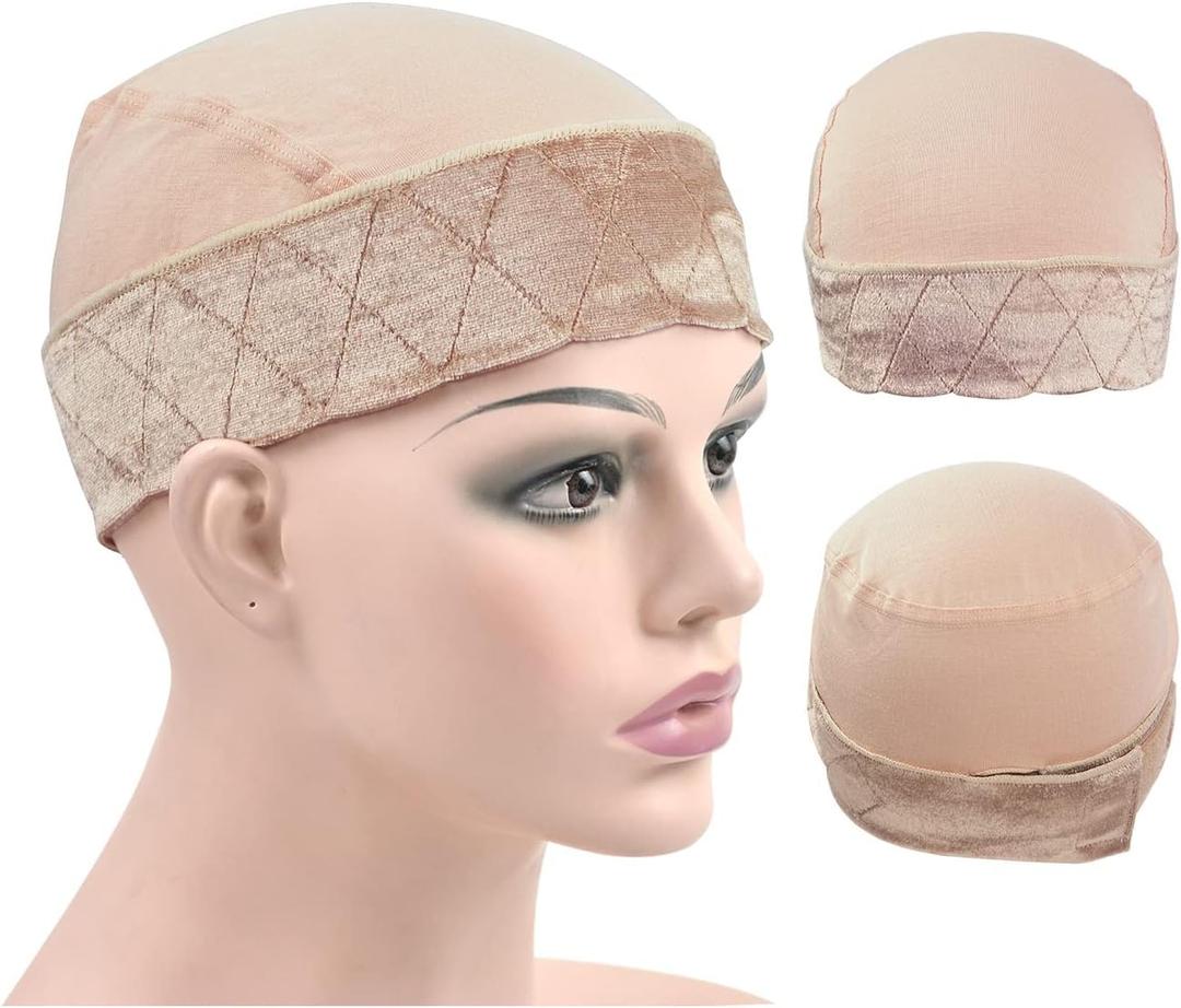 Wig Grip Cap for Women Wig Grip Bands with Cap 2-in-1 Adjustable Comfortable Wig Caps for Lace Front Wig (Beige)