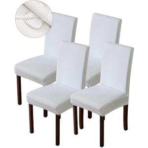 Genina Waterproof Chair Covers for Dining Room Dining Chair Covers Kitchen Parsons Chair Covers (White, 4 PCS)