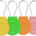 HonShoop Air Tagholder Keychain Case with Steel Wire Cable & Hex Lock, Waterproof Anti-Lost Shockproof Cover Compatible with Apple Air Tag for Luggage, Backpack, Keys (Yellow+Green+Orange+Pink)