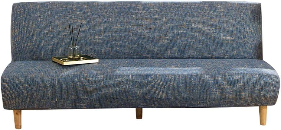 MIFXIN Stretch Armless Sofa Cover Futon Slipcover Elastic Spandex Folding Sofa Bed Non-Armrest Couch Cover Furniture Protector for Foldable Sofa Without Armrests (Linen Blue) 70.8-82.6 inch