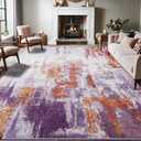 Area Rug 5x7 Washable Rugs Modern Abstract Area Rug Soft Non-Slip Non-Shedding Faux Wool Stain Resistant Floor Carpets for Living Room Bedroom Dining Room Kids Room Home Office (Purple, Multi)