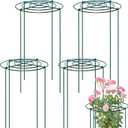4 Sets Peony Support Cage,12"Diax24"High Heavy Duty Metal Plant Support,Grow Through Hoops Grids with 4 Thickened 4mm Legs,Strong Support Brace for Heavy Blossoms,Flower Support Ring for Peonies,Rose