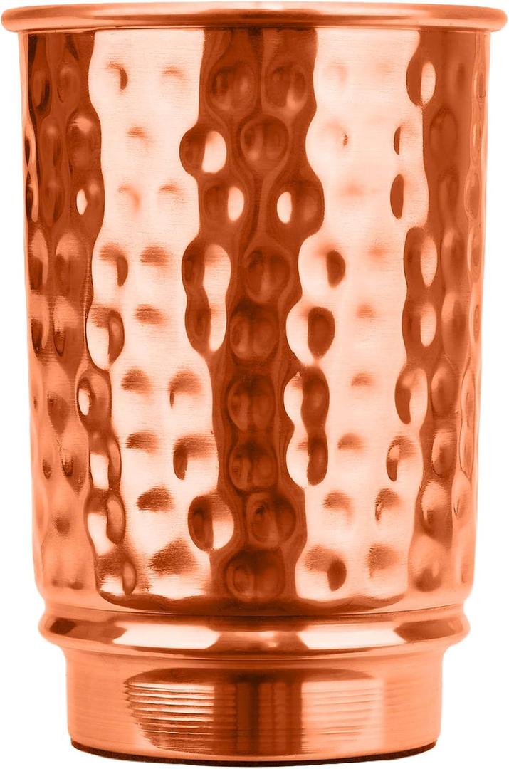 100% Pure Copper Tumblers |BPA Free| No coating| Lacquer Free| Handcrafted Hammered Ayurvedic Glasses | 350 Ml/11.8 OZ Water Cups for Health, Detox & Hydration | Gift Box Incuded
