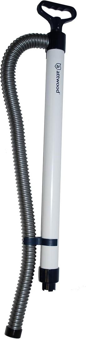 Attwood 11596-2 Emergency Hand-Operated Livewell Bilge Pump with Removable 32-inch Hose, White