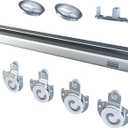 Bypass Sliding Door Track Hardware 60", Wardrobe Closet Door Steel Track Set, Easy to Install,Smoothly and Quietly, for 2 Door System