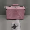 JORLAI Pink Vinyl Record Player 3 Speeds Portable Suitcase Turntable with Built-in Dual Speakers, Bluetooth Gramophone with Built-in Battery 3.5mm Aux Input/RCA Output