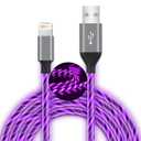 LED iPhone Charger Cord Light Up Lightning Cable | MFi Certified Apple Charger | Cool USB Fast Charging for iPhone 14 13 12 11 Pro Max XR X SE 8 Plus, iPad iPod and More (Purple, 6ft)