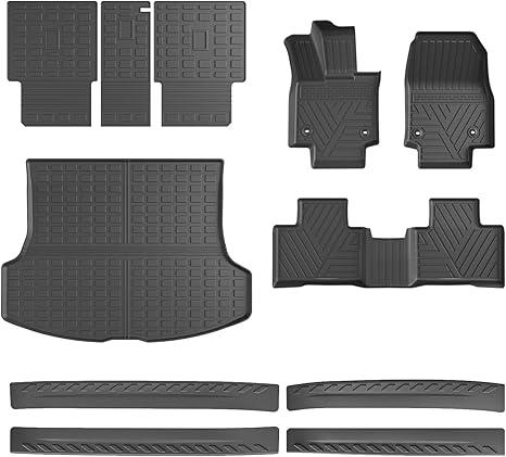 Floor Mats & Trunk Mat & Backrest Mat for 2023 2024 2025 RX350 RX350h RX500h (Not for RX450h&PHEV),TPE All Weather Protection Car Floor Liners & Cargo Liners (2023-2025 RX350 Full set)