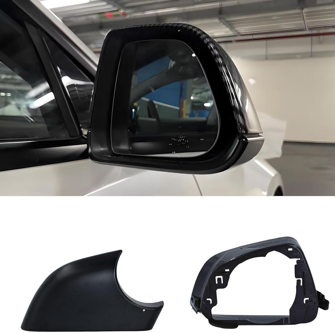 Fits For Tesla Model 3 Right Passenger Side Wing Mirror Cover and Mirror Frame Set Rearview Lower Holder Tray Cap Housing 2017-2024(right side black)