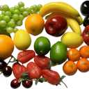 27pcs Fake Mixture Fruits for Home Decor Artificial Fruit Decorations Faux Artificial Lemon Grapes Banana Orange Red Apple Black Plum Fake Strawberry Plastics Cherry