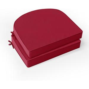 Outdoor Chair Cushions Set of 2: Waterproof & Fade Resistant Patio Furniture Cushions - 18.5 x 16 x 2 Inch Non Slip Round Corner Seat Cushion Pads with Removable Cover for Garden Yard Lawn, Burgundy