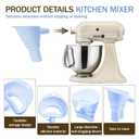 6-Pack Mess Free Flour Funnel Set—Silicone Collapsible Pouring Shield Attachment for KitchenAid Stand Mixer (4.5-5 Qt)—Fits Stainless, Glass&Ceramic Bowls—Incl. Flour Scoop, Scraper, Brush(Blue)