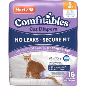 Hartz Comfitables Cat Diapers, Size S 16 Count, Comfortable & Secure Fit, Easy to Put On