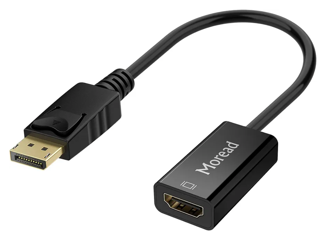 Moread 4K DisplayPort (DP) to HDMI Adapter, Uni-Directional Gold-Plated Display Port Computer to HDMI Screen Converter (Male to Female) Compatible with HP, Dell, Lenovo & More, Passive - Black