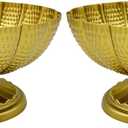 2 Pcs Gold Vases for Centerpieces, Vintage Compote Bowl Vases for Wedding Centerpieces, Small Gold Metal Pedestal Urn Vase for Party Event Home Office Decor (2)