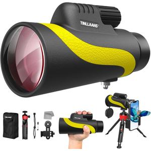 Monocular Telescope, Monoculars for Adults High Powered with BAK-4 Prism,FMC Lens, 8 Wide Angle,16x56 HD Monocular Scope for Stargazing,Bird Watching with Phone Holder & Tripod(Yellow)