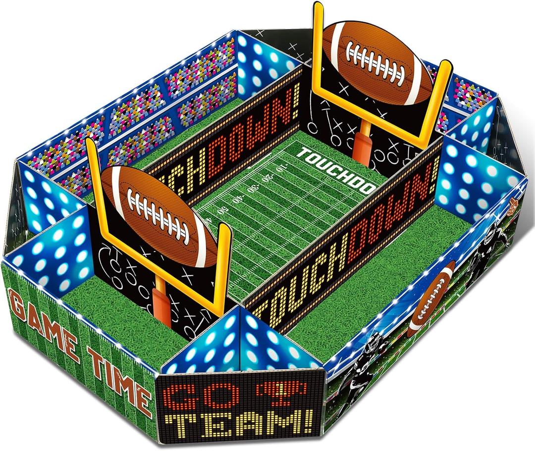 Fullhawl 1 Pcs Football Party Supplies Kit Large Food Serving Tray Football Snack Plates Complete Tailgate Stadium Bowl Kit for Birthday Celebration Table Centerpiece Decorations Favor
