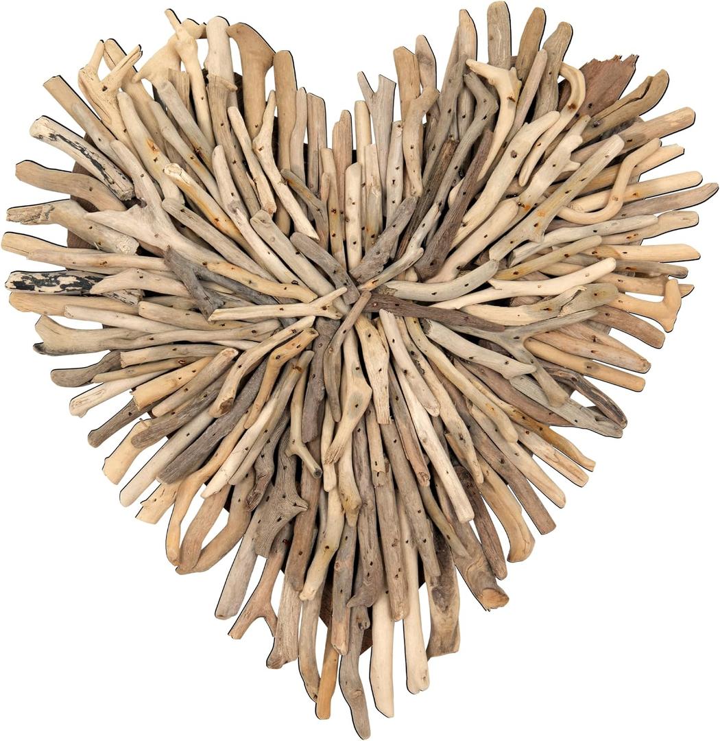 Creative Co-Op Driftwood Heart Shaped Wall Décor, 15.5"L x 20"W