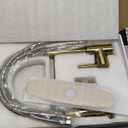 Gold Kitchen Faucet,DanPiang Commercial Stainless Steel Single Handle Pull Down Kitchen Sink Faucet with Deck Plate,Brushed Gold