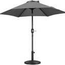 Yaheetech 7.5FT Patio Umbrella with 22lb Umbrella Base Included, Outdoor Market Umbrella with Push Button Tilt, Crank and Sturdy Ribs, Outdoor Yard Sun Shade w/Stand Heavy Duty Gray