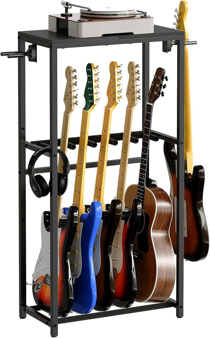 Guitar Stand, Guitar Rack for Acoustic Holder, Electric Guitar, Bass, Multiple Guitar Rack Holder for Guitars, Guitar Amp Accessories, for Home Music Studio, Black GSHB6501