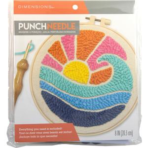 Dimensions 72-76388 Waves Punch Needle Kit for Beginners, 8" Diameter, Multicolor, 7pcs