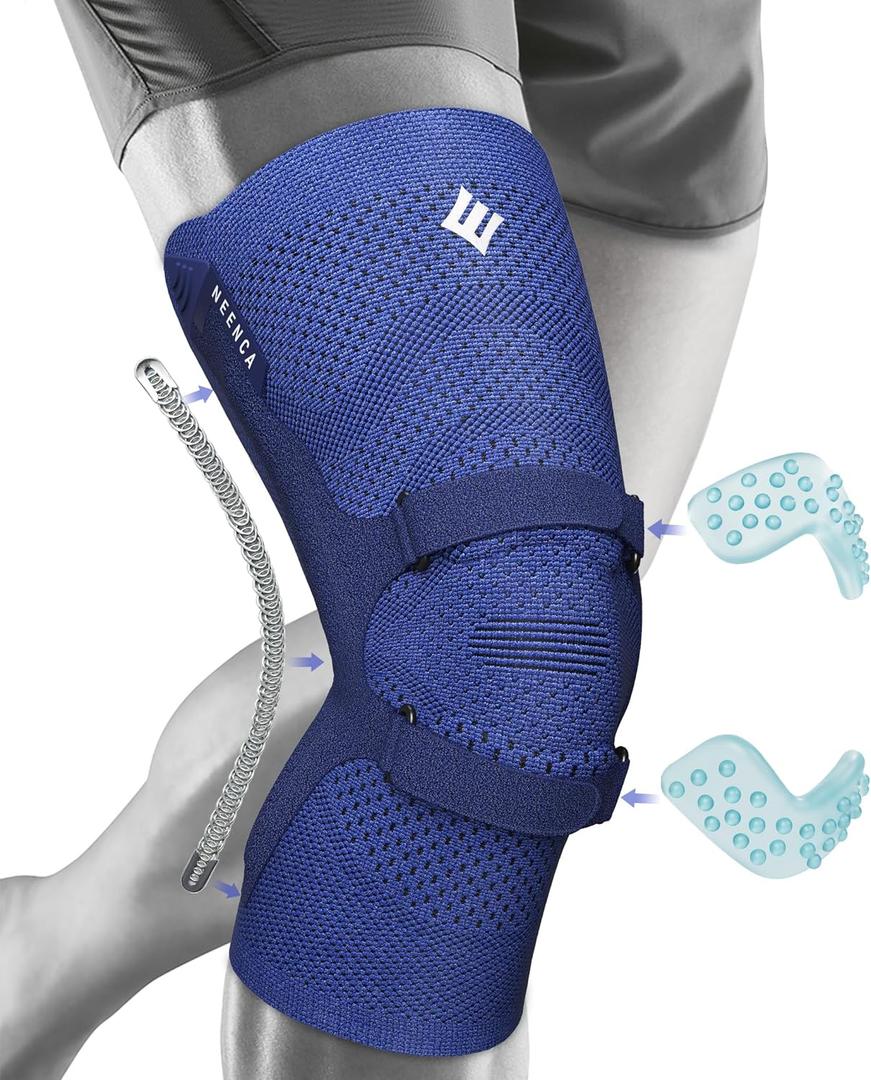 NEENCA Knee Brace for Knee Pain, Compression Knee Support with Patella Tendon Strap & Gel Pads, Side Stabilizers. Knee Sleeve for Meniscus Tear, ACL, PCL, Arthritis, Joint Pain Relief, Runner, Workout (XX-Large, Navy Blue)