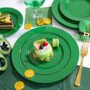 FLOWERCAT 60PCS Green Plates & St. Patrick's Day Plates - Heavy Duty Dark Green plates Disposable for St. Patrick's Party&Easter- Include 30PCS 10.25" Dinner Plates & 30PCS 7.5" Dessert Plates