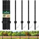 Fence Posts 3FT, Metal U Posts for Wire Fence, 20 Pack，Black