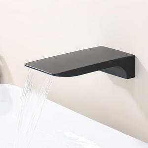 SevenGelok Waterfall Tub Spout Black Tub Spout for Bathtub Faucet SUS304 Stainless Steel & Solid Brass Bathroom Tub Faucet Replacement High Flow Shower Spout Matte Black Tub Spout Wall Mount, TS4-BK