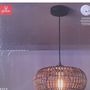 GLOBE Electric 65939 Fitz 1-Light Plug-in or Hardwire Pendant Lighting, Rattan Shade, White Socket