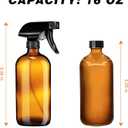 3 Pack Glass Spray Bottles 16 oz, Trigger Empty Spray Bottles Refillable with Funnel, Bottle cap, Labels for Cleaning Solutions, Plants, Essential Oils (3Pcs (Amber))