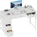 HLDIRECT 47" Computer Desk with 6 Drawers, Home Office Desk with Large Storage for Home Office,Gaming,Writing Study,Work (White)