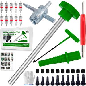 Richcat 51025 Quick Tire Valve Change Tool for Cars,Tire Valve Stem Core Quickly Replacement Tool Kit,Perfect Tool for Replacing Leaky Valves in Cars,ATVs,Trucks, etc.with TR413/TR414/TR418 (Set B)