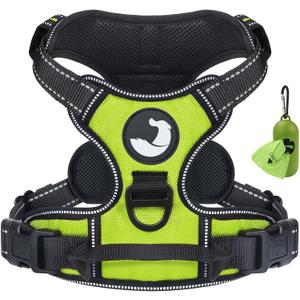 Joytale No Pull Dog Harness Medium Sized Dog, Reflective Pet Vest with Front Clip, Adjustable Soft Padded Harnesses with Easy Control Handle for Training and Walking, Green, M