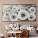 Pogusmavi Dandelion Wall Art Farmhouse Wall Art for Living Room Pictures for Bedroom Wall Decor Canvas Paintings Framed Wall Art for Bedroom Office Artwork Wall Decor Textured Art 3060IN, 58"L x 29"W