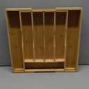 Expandable Bamboo Kitchen Drawer Organizer for Cutlery and Utensils, Adjustable Bamboo Wood Cutlery Tray in Drawer for Flatware and Silverware in Kitchen, (Natural) (7 Slots Expandable)