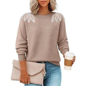 ZESICA Women's Fall Long Sleeve Sweaters 2026 Crew Neck Knit Loose Dressy Pullover Tops Winter Trendy Outfits XL
