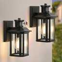 2 Pack Motion Sensor Outdoor Lights, 3 Adjustable Lighting Modes Porch Lights, Dusk to Dawn Exterior Lighting Fixture, Waterproof Outside Wall Lantern Sconce for House, Garage, Front Porch, ETL Listed (Black(Gold Trim))