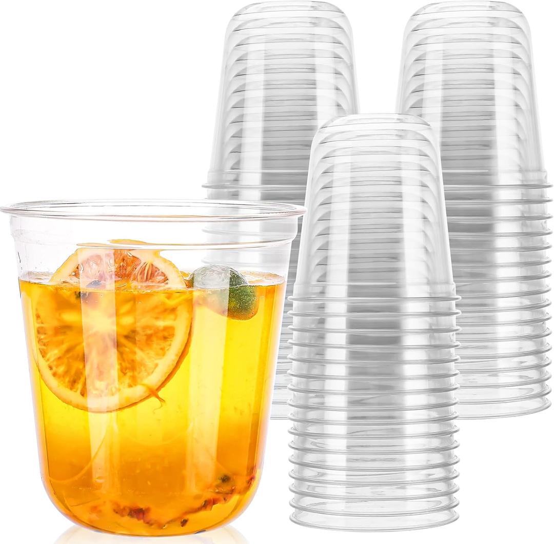 12oz Disposable Stemless Glasses,PET Disposable Drinking Cups,Cold Party Clear Plastic Wine Glasses for Parties Birthday,Wedding,Meeting,Christmas Party Supplies. (50)