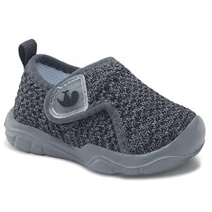 FEETCITY Baby First Walking Shoes Boys Girls Infant Shoes Toddler Sneakers Anti-Slip Newborn Crib Shoe BlackGrey 18