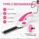 Cordless Grass Shear & Hedge Trimmer 7.2V Handheld Electric Grass Trimmer with 2 * 2000mAh Battery 2 in 1 Lightweight Shrub Trimmer Type-C Cable for Small Bushes, Lawn Edging & Garden Pink
