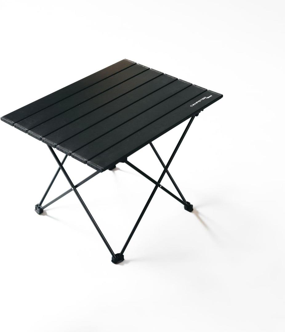 Campster Folding Camping Table - Lightweight and Sturdy Foldable Table for Outdoor Adventures, BBQ, and Picnics - Portable Reinforced Hinged Design with Anti-Slip Leg Caps - Black