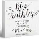Wedding Decor, Wedding Bubbles Desk Decor, Rustic Wooden Sign, 5x5 inches (white-1)
