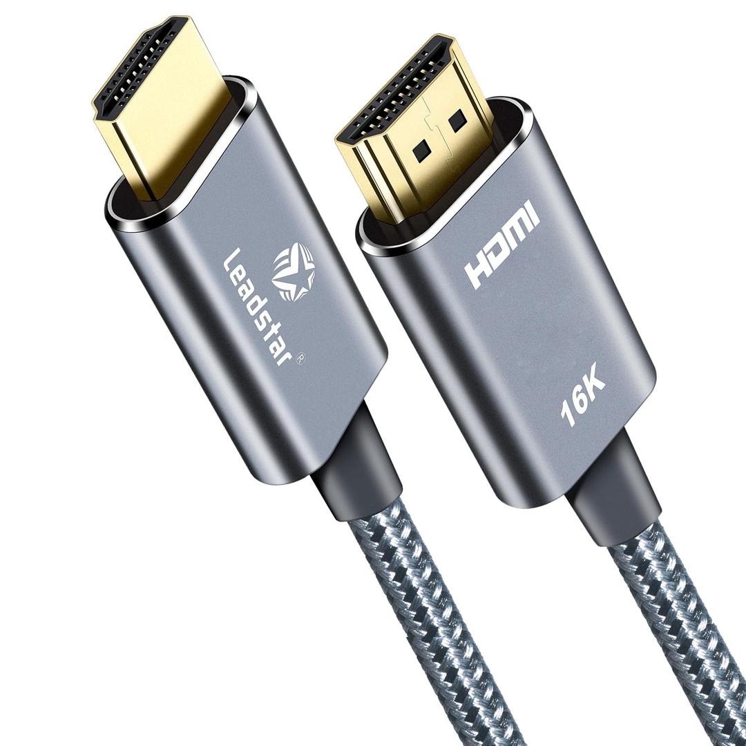 16K HDMI 2.2 Cable 6ft, 96Gbps High Speed, 16K@60Hz 8K@120Hz 4K@480Hz HDMI Cord with eARC, HDCP 2.2&2.3,HDR10, eARC, VRR & ALLM, Braided HDMI for PS5, Xbox Series X, Gaming PC, TV, Monitor, Projector