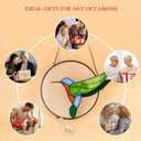 Stained Glass Suncatcher Window Hangings, 7 Inch Round Sun Catchers Glass Art with Crystal Prism, Handmade Hummingbird Designs for Home Decor or Gifts