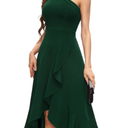 Bbonlinedress Halter Cocktail Women Dresses Prom Formal Wedding Bridesmaid Dress Ruffled Maxi Hi-Lo Evening Party 2025 Dress Dark Green, XL