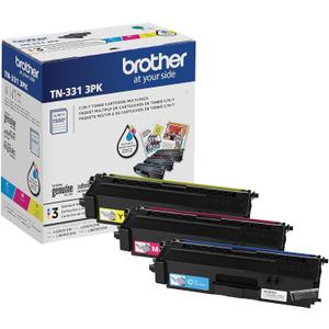 Brother Genuine Standard-Yield Color Toner Cartridge Three Pack TN331 3PK -Includes one Cartridge Each of Cyan, Magenta & Yellow Toner
