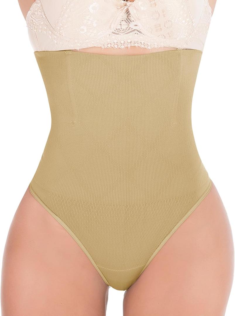 Hioffer 328 Women Waist Cincher Girdle Tummy Slimmer Sexy Thong Panty Shapewear (Medium-Large, Nude)