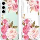 Floral Clear Case for Samsung Galaxy S24 FE for Women Girls,Pretty Phone Cover for Galaxy S24 FE,Flower Design Cute Pattern Slim Soft Drop Proof Protective TPU Bumper Case,FL-K